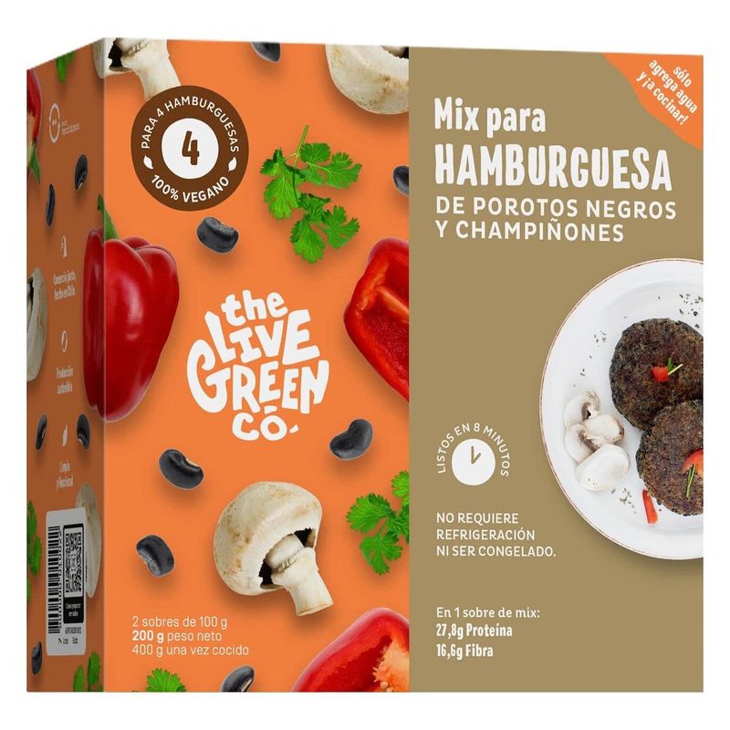 THE LIVE GREEN CO - 2Pack Green Burger Mix - Poroto Negro y Champiñon