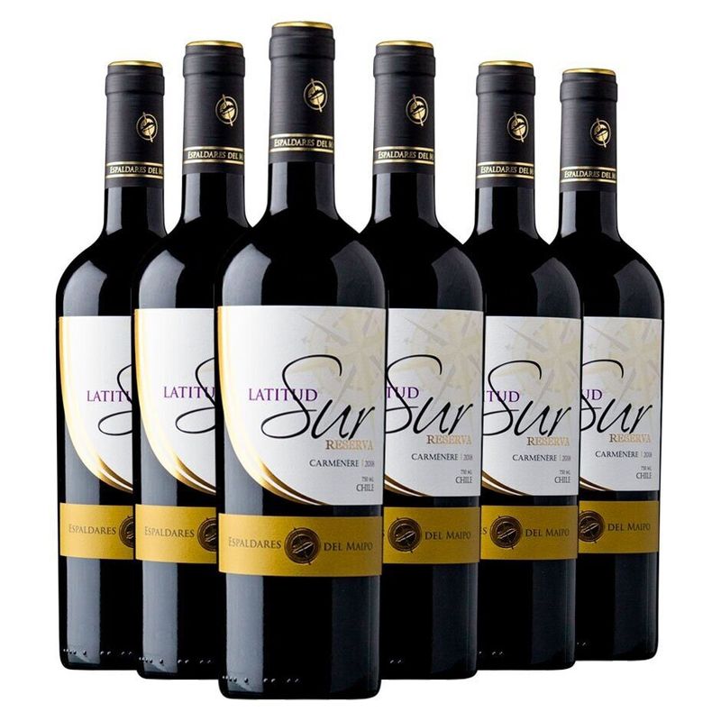 VINA ESPALDARES DEL MAIPO - CAJA X 6 VINOS  LATITUD SUR  CARMENERE