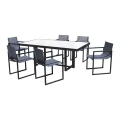 BASEMENT HOME - Juego de comedor Monaco 6S Negro