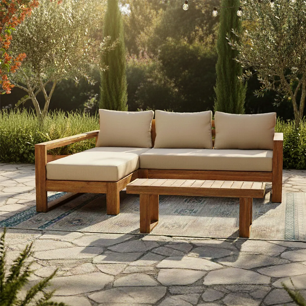 BASEMENT HOME - Juego Living Terraza Laguna Seccional + Mesa Centro Basement Home