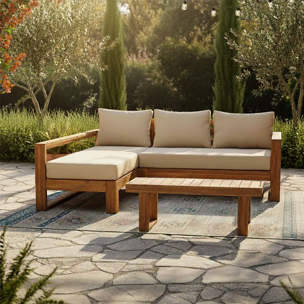 BASEMENT HOME - Juego Living Terraza Laguna Seccional + Mesa Centro Basement Home