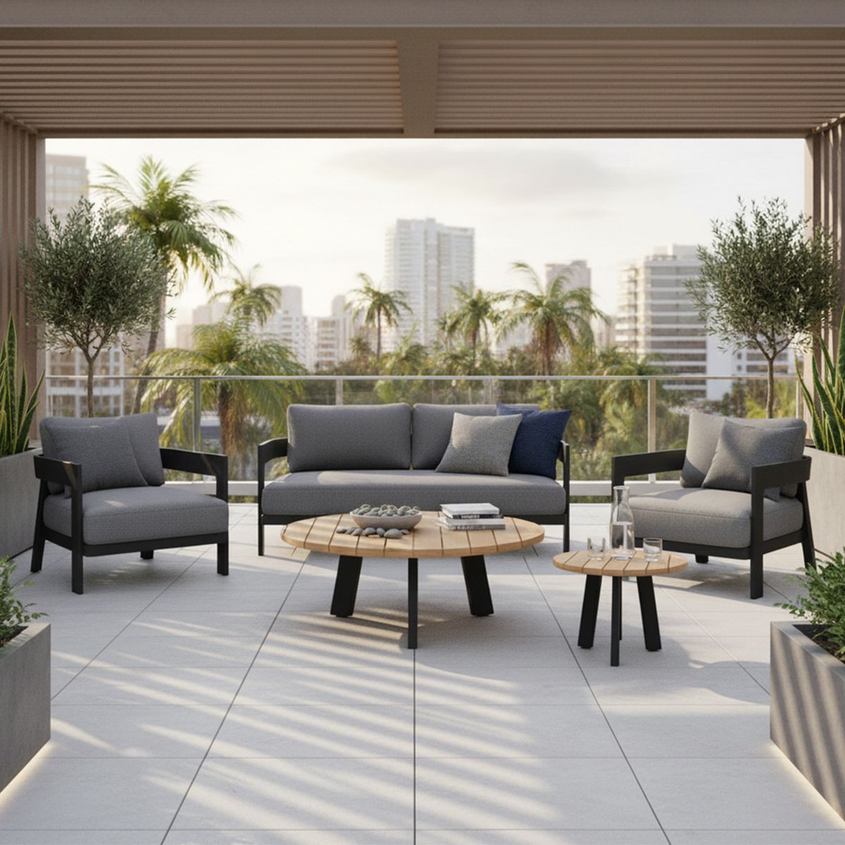 BASEMENT HOME - Juego Living Terraza Tommy 3-1-1 + Mesa Centro Basement Home