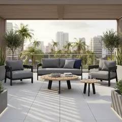 BASEMENT HOME - Juego Living Terraza Tommy 3-1-1 + Mesa Centro