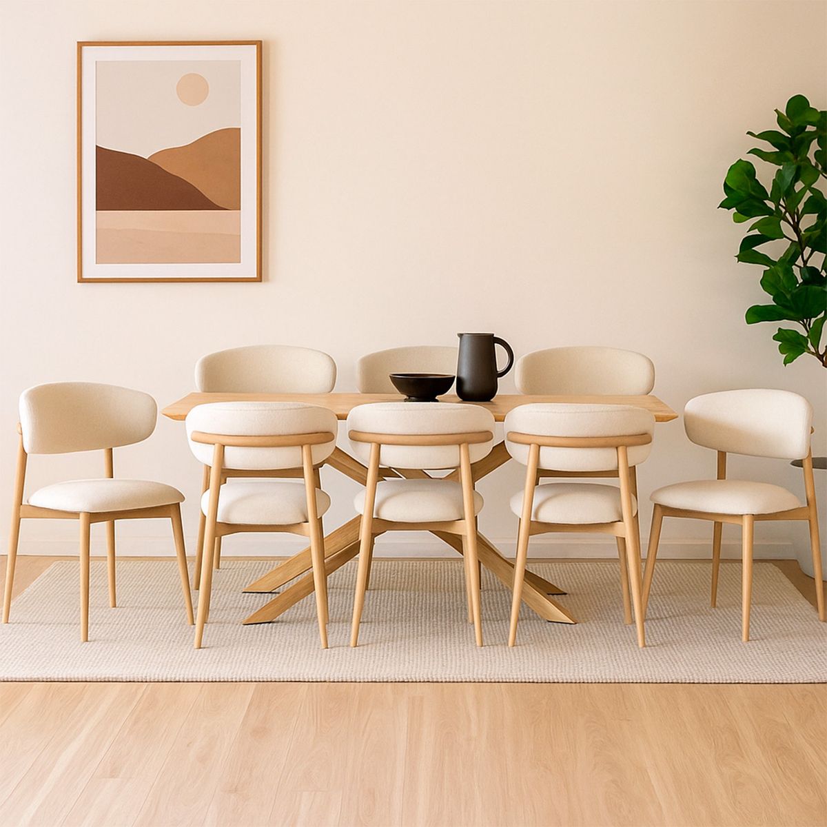 BASEMENT HOME - Juego Comedor Gregorio Lourdes 8 Sillas Natural Basement Home