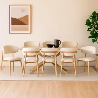 BASEMENT HOME - Juego Comedor Gregorio Lourdes 8 Sillas Natural