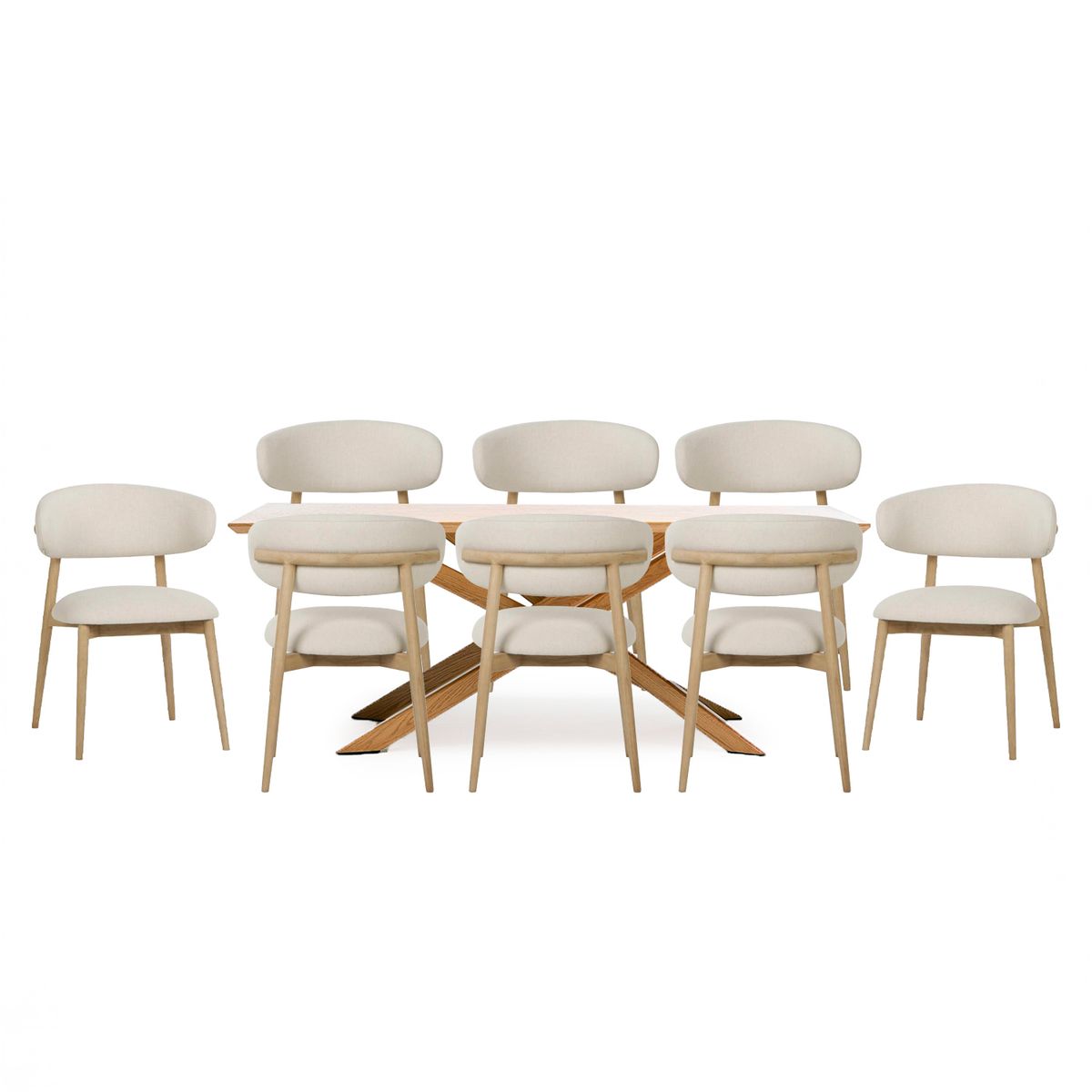 BASEMENT HOME - Juego Comedor Gregorio Lourdes 8 Sillas Natural Basement Home