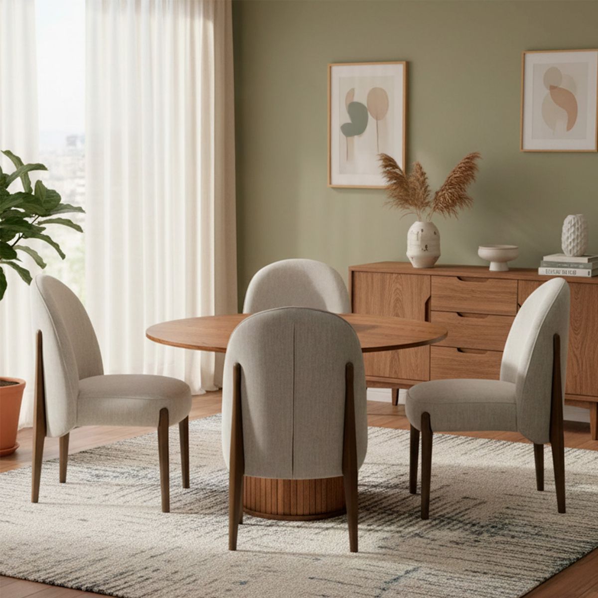 BASEMENT HOME - Juego Comedor Nola Olivia 4 Sillas Nogal Basement Home