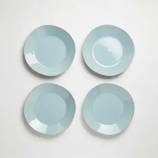 CRATE & BARREL - Set 6 Platos de Fondo Marin Azul