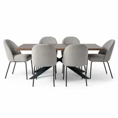 BASEMENT HOME - Juego Comedor Arno Creston Gris 6 Sillas