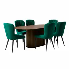 BASEMENT HOME - Juego De Comedor Nola Nogal 6 Sillas
