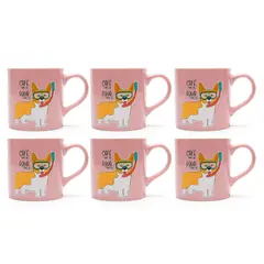 MICA - Set De 6 Mugs 635 ml Mascotas Rosado Taza