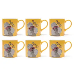 MICA - Set De 6 Mugs 635 ml Mascotas Amarillo Taza