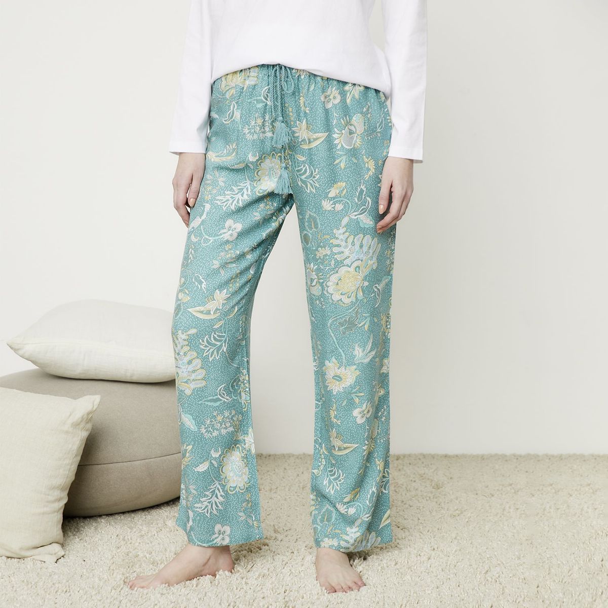 BLU - Pijama Mujer Algodón Manga Larga Flores