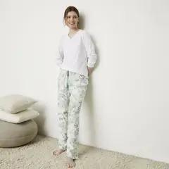 BLU - Pijama Mujer Algodón Manga Larga Flores