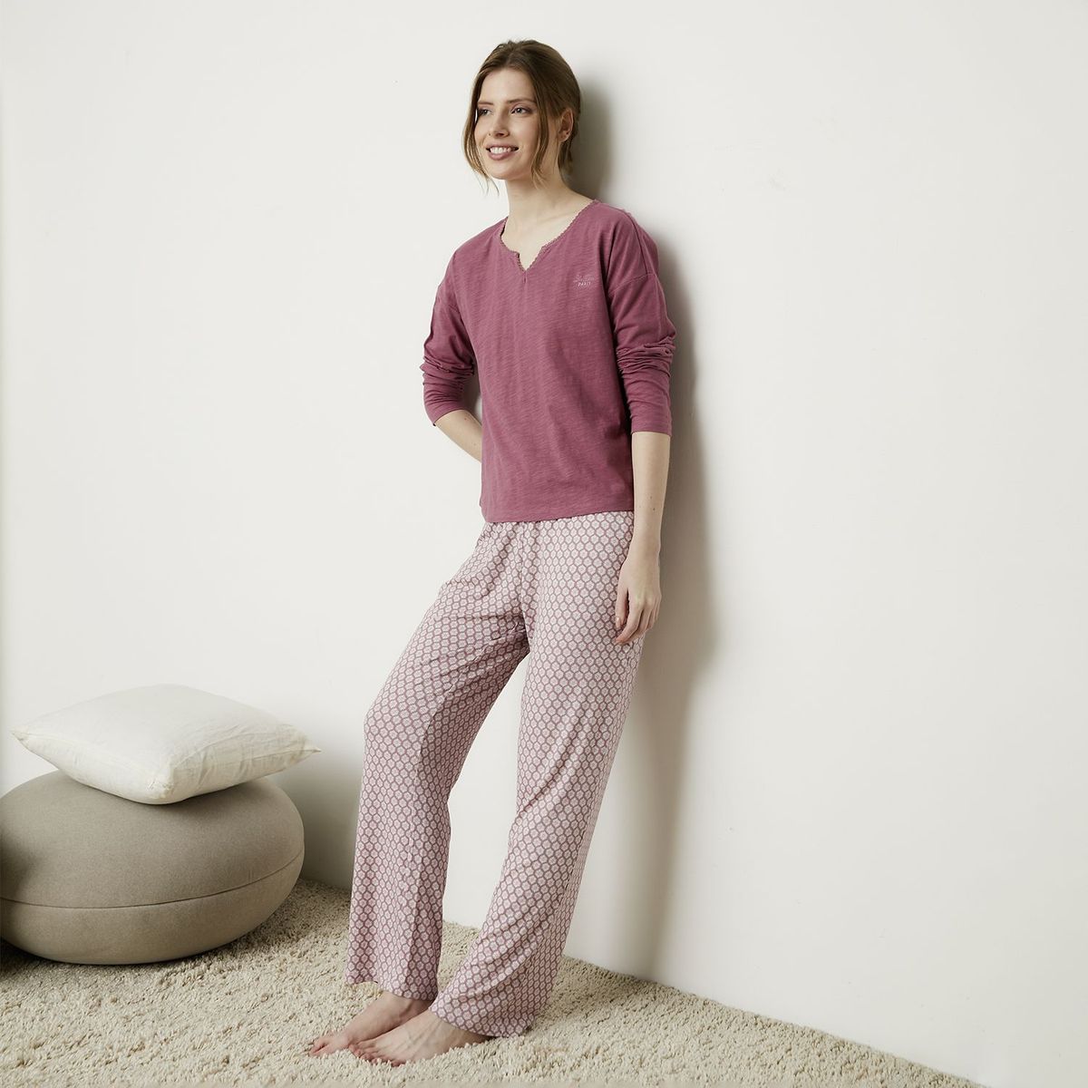 BLU - Pijama Mujer Algodón Manga Larga