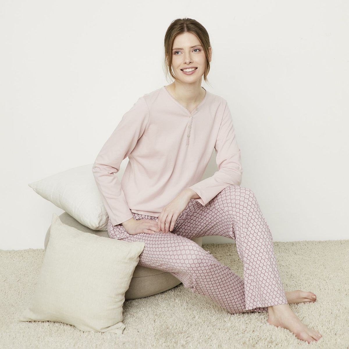 BLU - Pijama Mujer Algodón Manga Larga