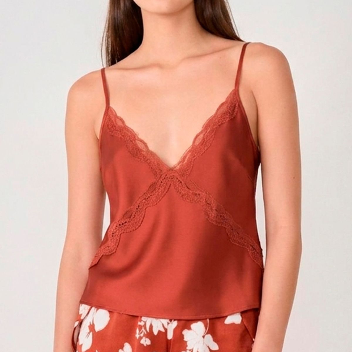 ETAM - Conjunto Pijama Corto Terracota Floreado