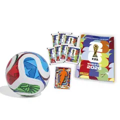 PANINI - Pack Álbum Tapa Blanda + 7 Sobres + 1 Carta Limited Edition Coleccionable de Regalo + Pelota Mundial 2026