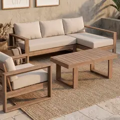 BASEMENT HOME - Juego Living Terraza Seccional Laguna + Mesa De Centro