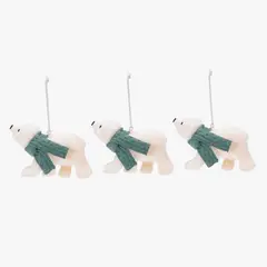 MICA - Set 3 Colgantes Oso Con Bufanda 8 Cm Adorno Árbol Navidad