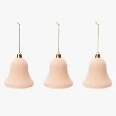 MICA - Set 3 Colgante Campana Velvet 8 Cm Adorno Árbol Navidad
