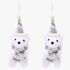 MICA - Set 2 Colgantes Oso Snow 15X9 Cm Adorno Árbol Navidad