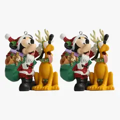 DISNEY - Set 2 Colgantes Mickey Pluto 9 Cm Adorno Árbol Navidad