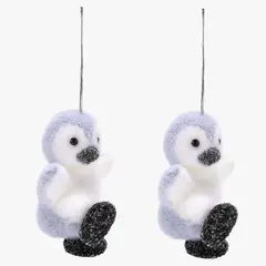 MICA - Set 2 Colgantes Happy Feet 13X9 Cm Adorno Árbol Navidad