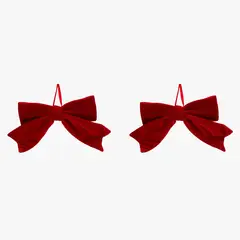 MICA - Set 2 Colgantes Cintas Roja 28X26 Cm Adorno Navidad