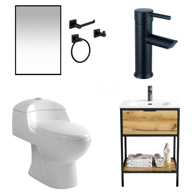 Combo Sanitario + Kit Vanitorio + Monomando + Espejo