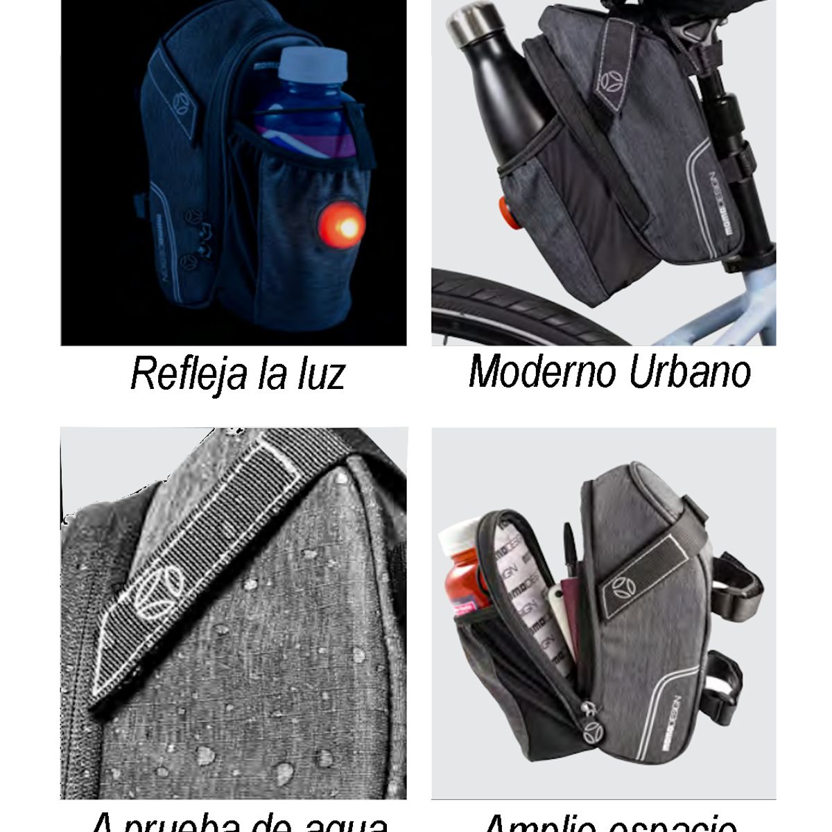 MOMO - Bolso Ultraligero Porta Botella con Luz Trasera Rojo