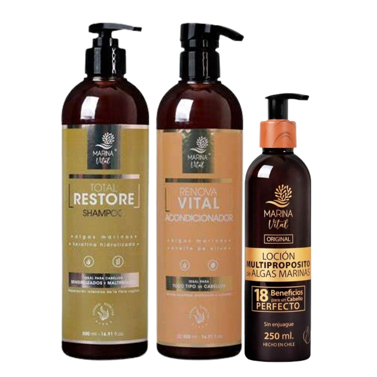 MARINA VITAL - Pack shampoo restaurador acondicionador y loción multipropósito