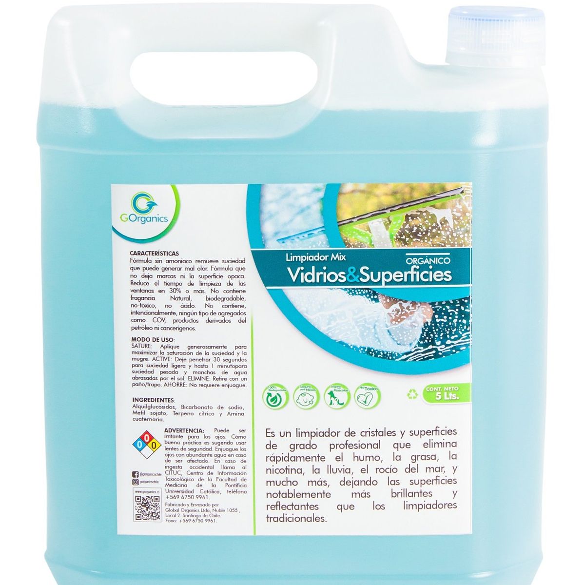 GORGANICS - Limpiador de vidrios para robots y superficies  5 L