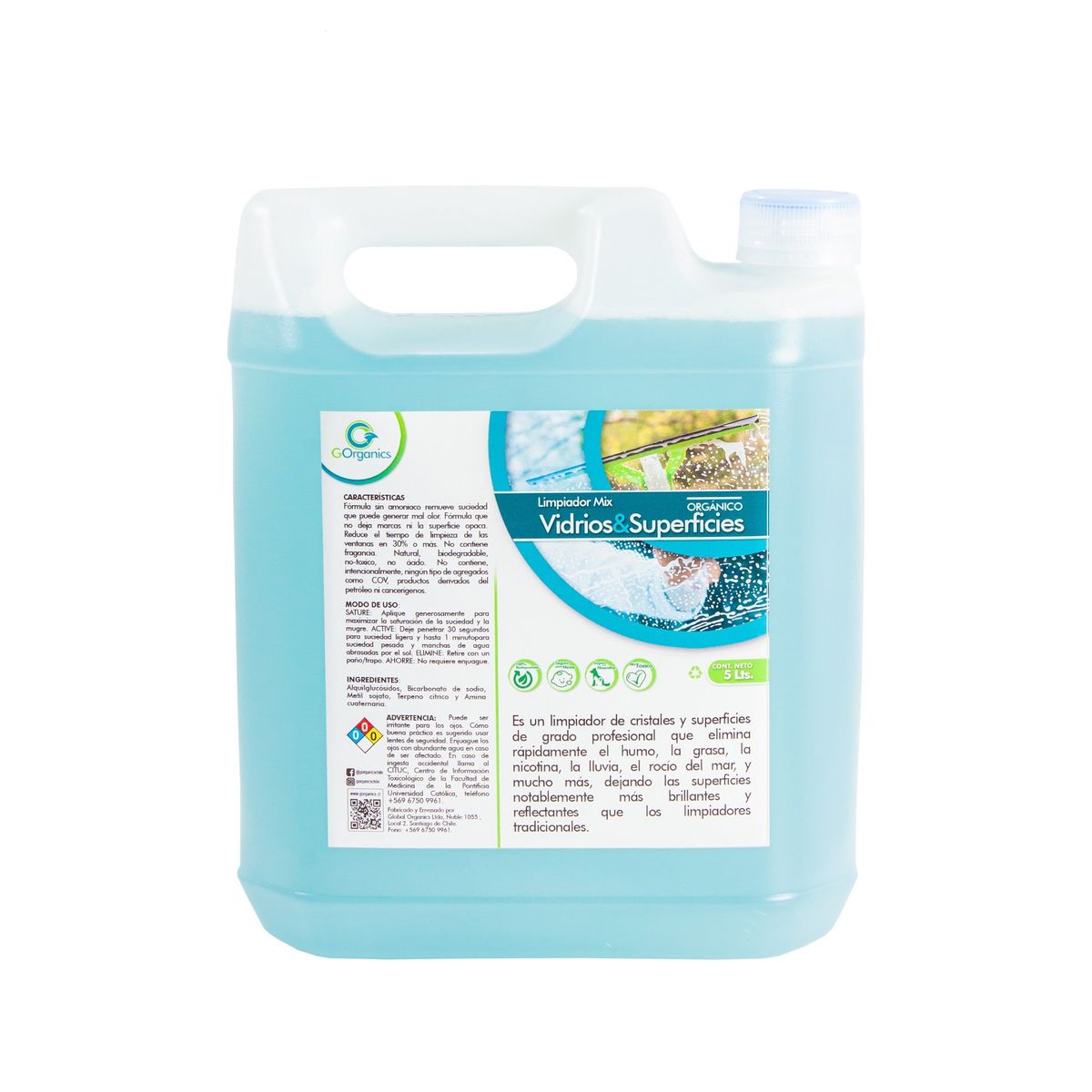 GORGANICS - Limpiador de vidrios para robots y superficies  5 L