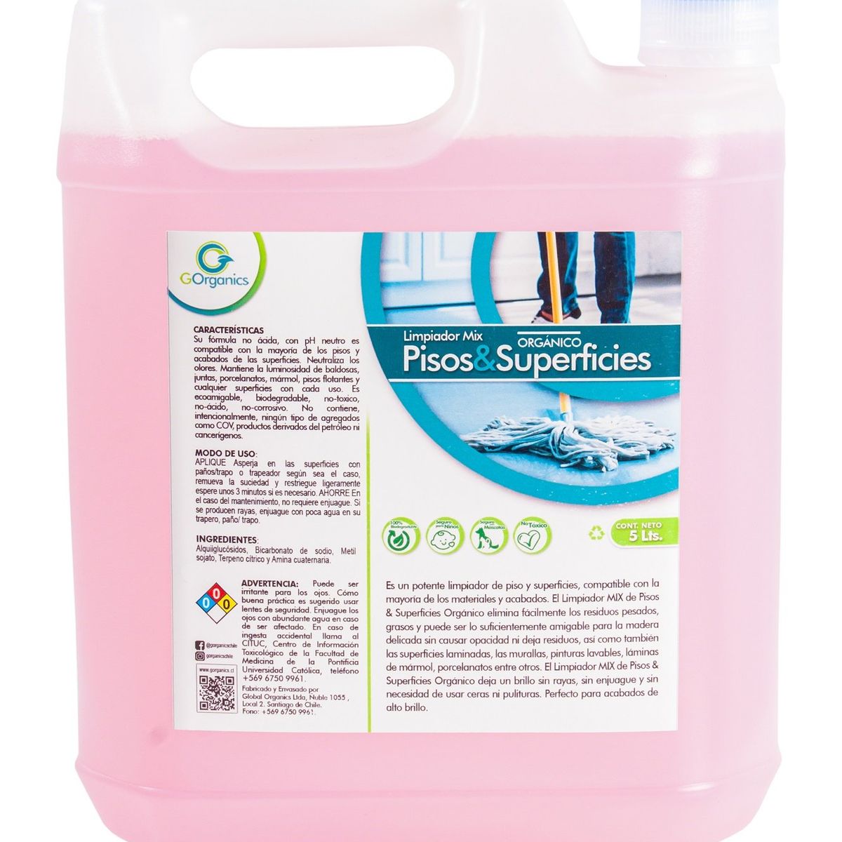 GORGANICS - Mantenedor mix pisos  y superficies orgánico 5 L