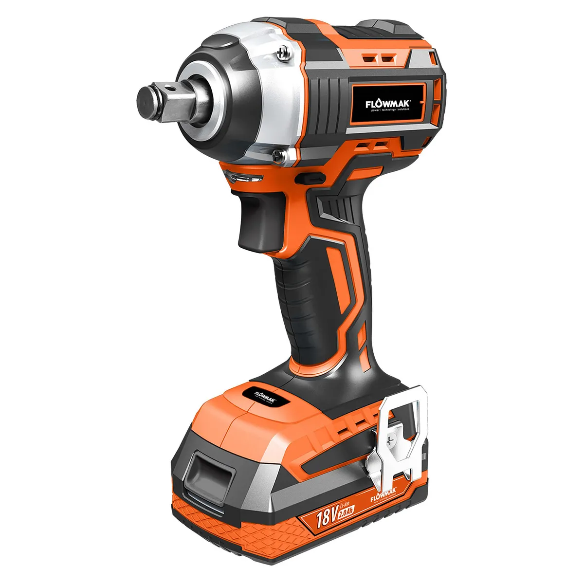 FLOWMAK - Llave Impacto 1/2 Para Dado, 18v Con Batería, Marca Flowmak