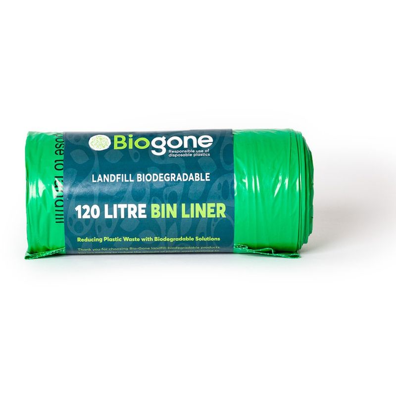 BIOGONE - 20 Bolsas de basura grandes biodegradable 120 Litros.