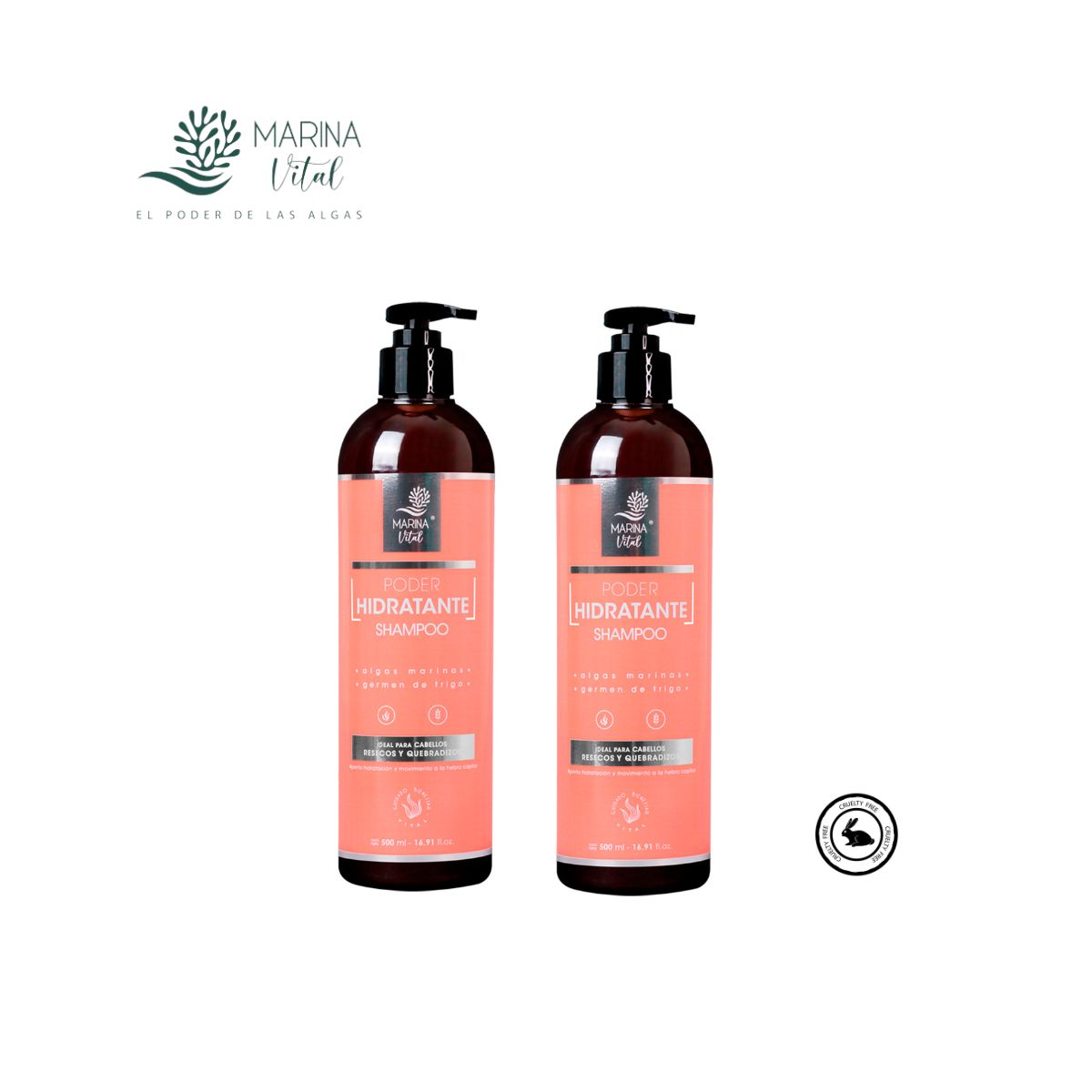 MARINA VITAL - Pack 2 Shampoo Poder Hidratante. 500 ml c/u