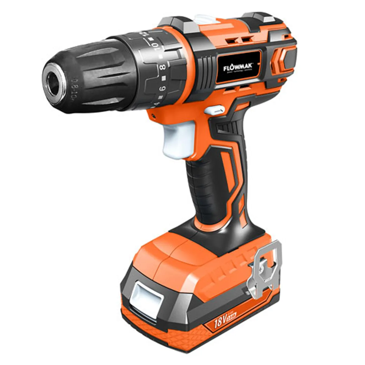 FLOWMAK - Taladro Percutor Atornillador 10mm 18v + Accesorios Flowmak.