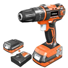 FLOWMAK - Taladro Percutor Atornillador 10mm 18v + Accesorios,