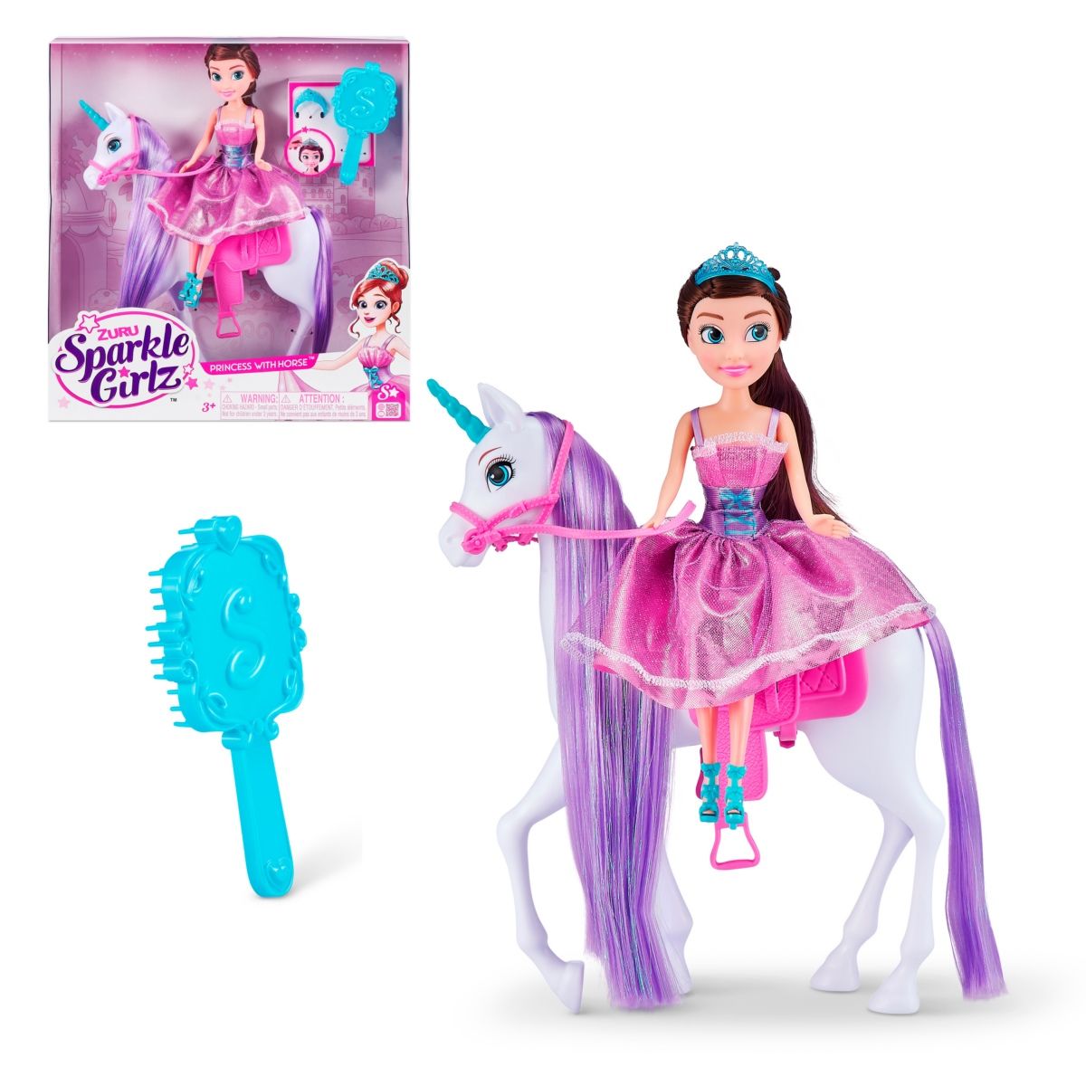 SPARKLE GIRLZ - Muñeca princesa Sparkle Girlz 27 cm con caballo unicornio