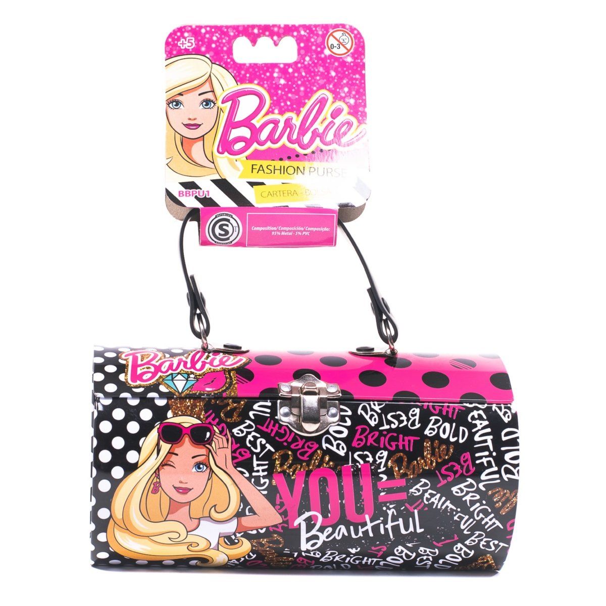BARBIE - Cartera metálica Barbie Fashions colores brillantes