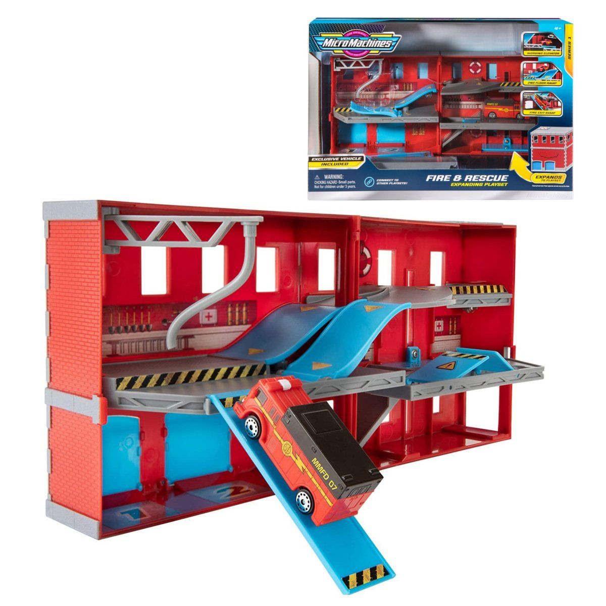 MICRO MACHINES - Playset Expandible Con Auto Micro Machines - Fire & Rescue