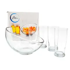 MOGA - Set De Vasos Con Bowl 5 Piezas Vidrio Cocktail Cervecero