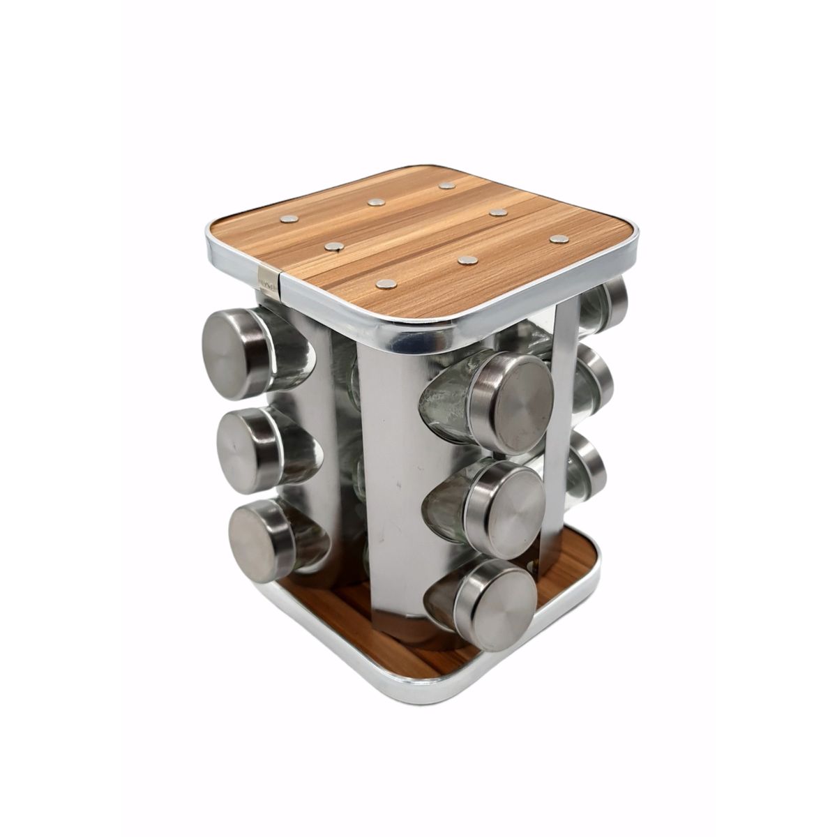 MOGA - Especiero giratorio Condimentero Cocina Vidrio 12 Piezas Cuadrado