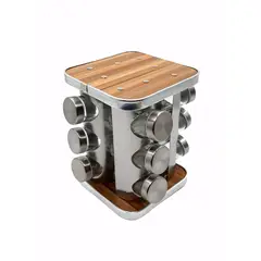 MOGA - Especiero giratorio Condimentero Cocina Vidrio 12 Piezas Cuadrado