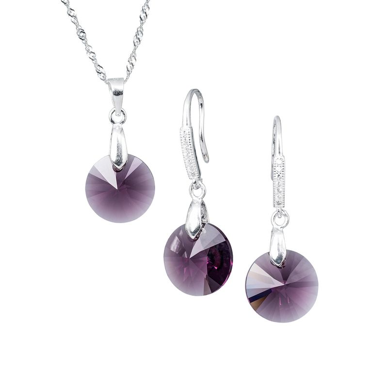 JOYAS MONTERO - Aros  Collar Conjunto Madrid Cristal Genuino Amethyst