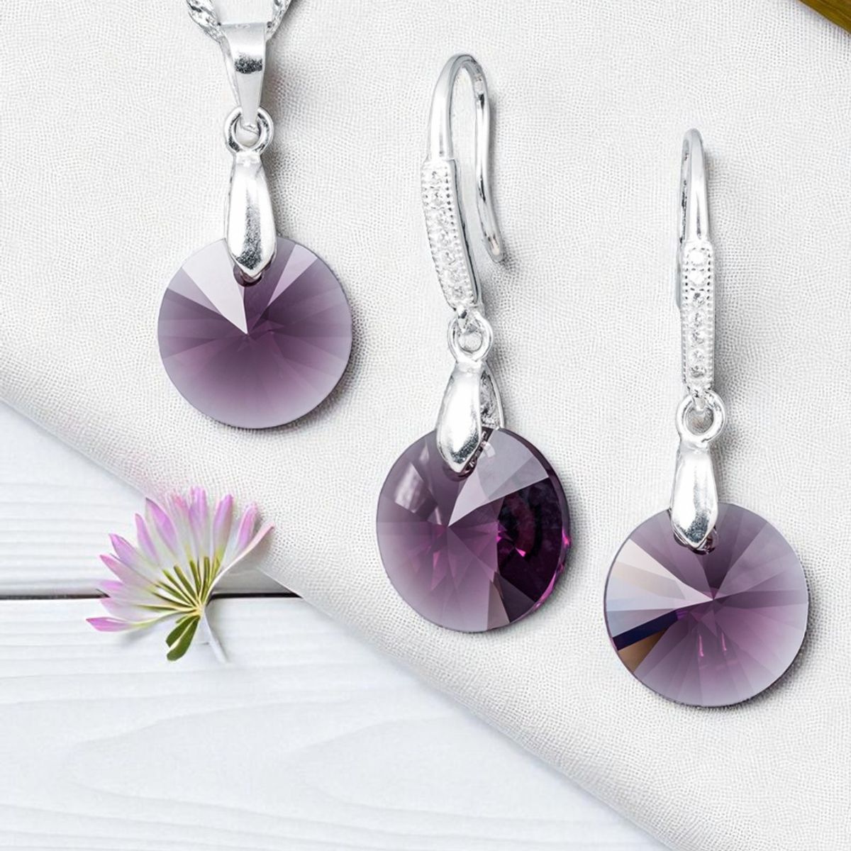 JOYAS MONTERO - Conjunto Madrid Plata 925 creado con cristales de Swarovski® Amethyst