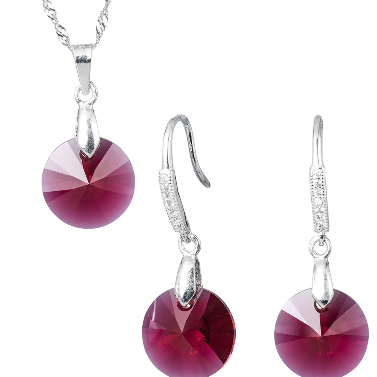 JOYAS MONTERO - Conjunto Madrid Plata 925 creado con cristales de Swarovski® Scarlet