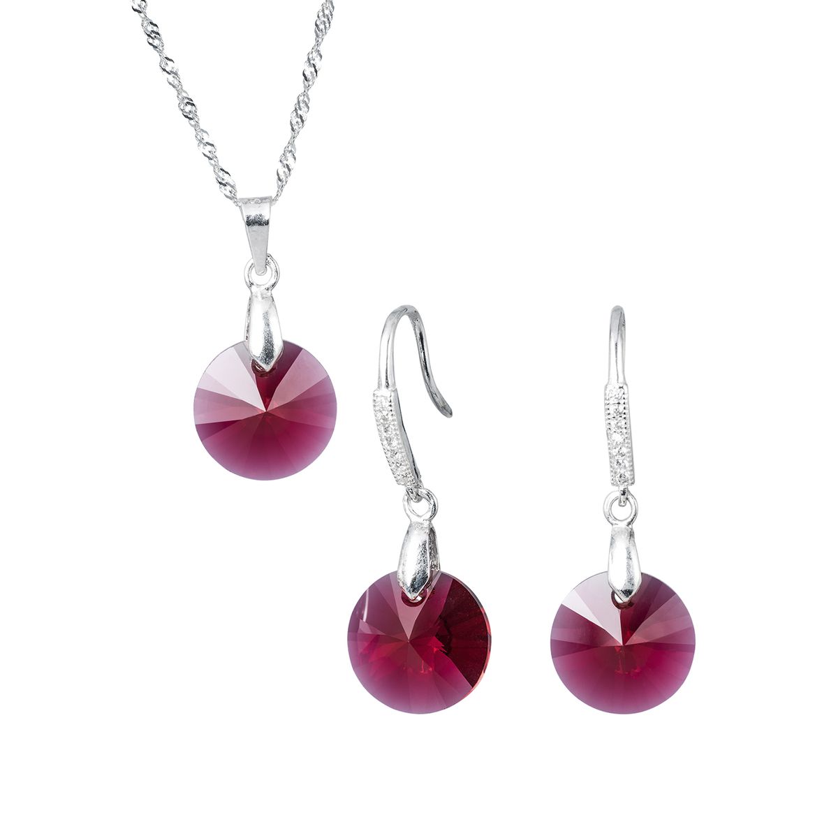 JOYAS MONTERO - Conjunto Madrid Plata 925 creado con cristales de Swarovski® Scarlet